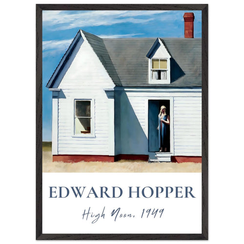 Artfulprints Poster met Lijst Edward Hopper - High noon   - 50x70 cm - Blauw