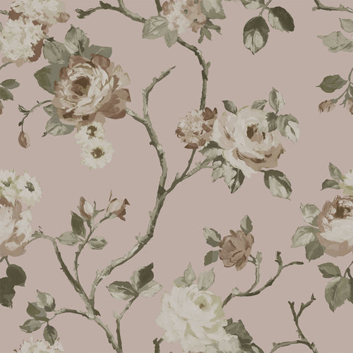 ESTAhome behang vintage bloemen oudroze - 53 cm x 10.05 m - 139407