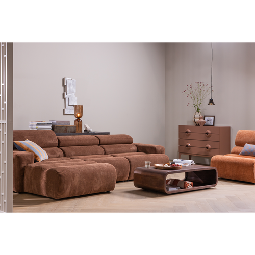 WOOOD 1-zits element bank arm rechts Novi - Ribstof - Terra - 86x109x113
