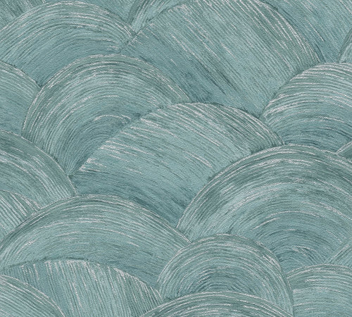 Livingwalls behang art deco bogen petrolblauw en zilver - 53 cm x 10.05 m - AS-391052 - vtwonen shop