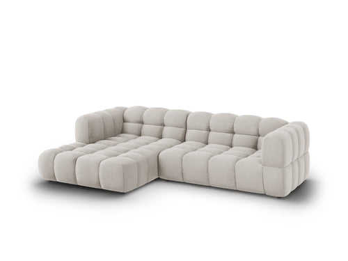 Cosmopolitan Design Modulaire hoekbank links Sky 4-zits, flueel, lichtbeige - 162x272x70cm