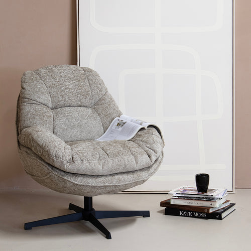 Giga Meubel Fauteuil Leonne - Stof/Metaal - Taupe - vtwonen shop