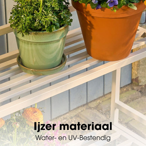 Mica Decorations Greenrax Plantenrek op Wielen - Plantenstandaard voor Kamerplanten, Buitenplanten of Tuingereedschap - Meerdere Plateaus