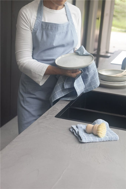 Walra - Keukenschort Cook with Happiness - 75x90 cm - Jeans Blauw