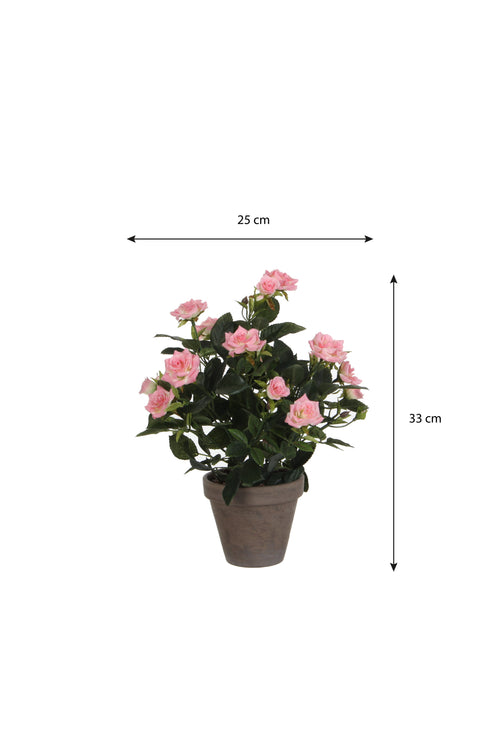 Mica Decorations Rozenstruik Kunstplant in Bloempot Stan - H33 x Ø25 cm - Roze
