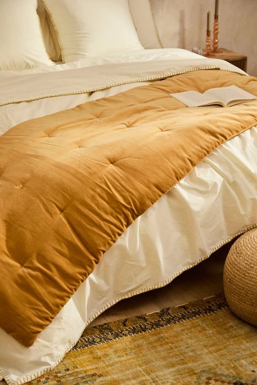 Calma House Topper Velour - Mosterd - 70x220x3