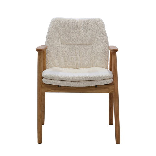 DÉJA Living Eetkamerstoel Amelie - Eikenhout/Polyester - Beige - Set van 2 - vtwonen shop