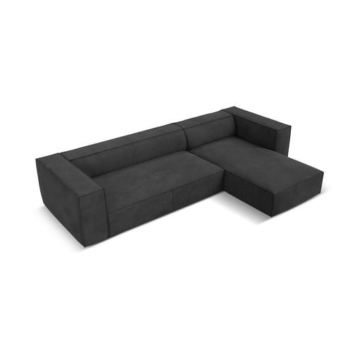 Cosmopolitan Design - Rechter hoekbank Turin 5-zits, structurele stof donkergrijs - 173x290x68cm