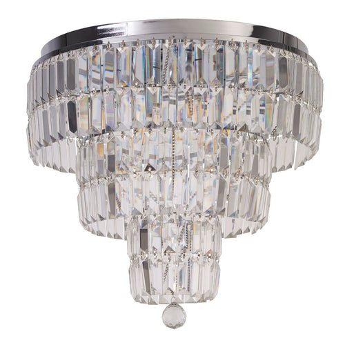 Empire 6-lichts plafondlamp, chroom en helder glas, IP44