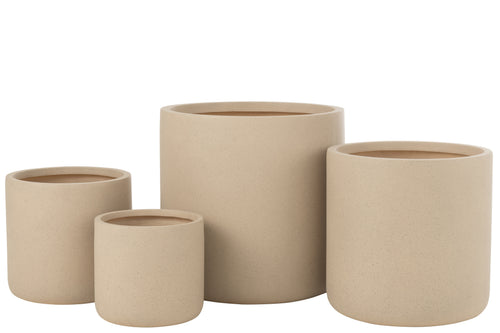 J-Line bloempot Dune - keramiek - wit - set van 4