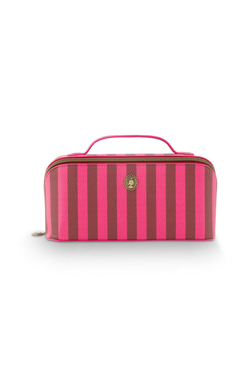 Pip Studio - Cyrille Make-up Tasje Dames - Stripe - Roze - 11x5x22cm - vtwonen shop