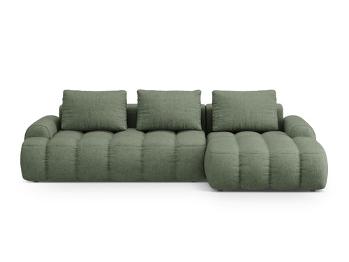 Cosmopolitan Design Converteerbare hoekbank rechts met opbergdoos Linz 3-zits, structurele stof donker olijfgroen - 142x275x84cm