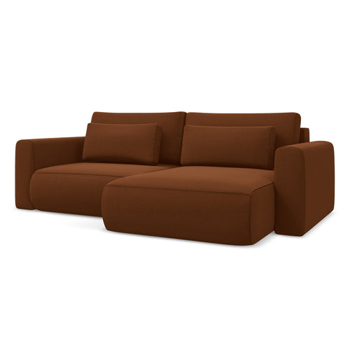 LaMiaSofa hoekbank rechts Perugia - velours - terracotta - 240x149x82