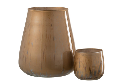 J-Line windlicht Antiek - glas - bruin - large - vtwonen shop