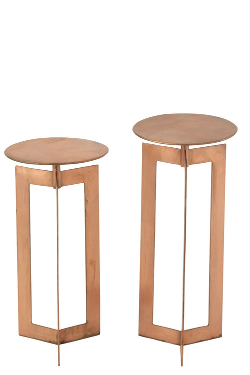 J-Line bijzettafel Zino Hoog - ijzer - koper - set van 2
