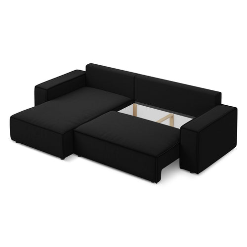 LaMiaSofa hoekbank links Livorno - velours - zwart - 290x185x82