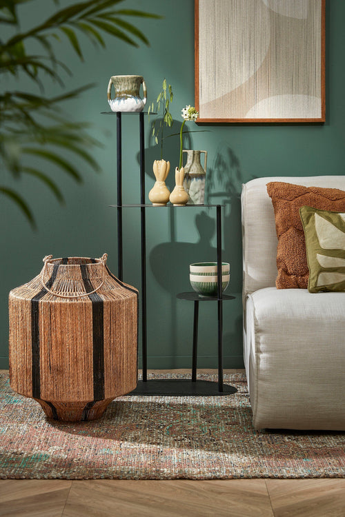 Mica Decorations Liliano Lantaarn - H51 x Ø40 cm - Jute - Zwart