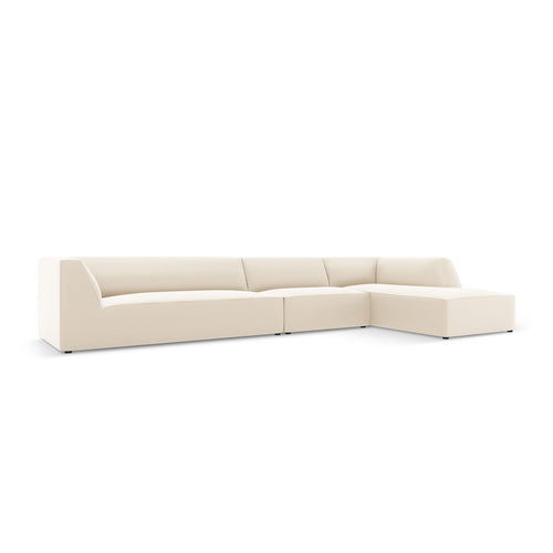 Cosmopolitan Design - Modulaire hoekbank rechts Siena 5-zits, imitatieleer lichtbeige - 180x366x69cm