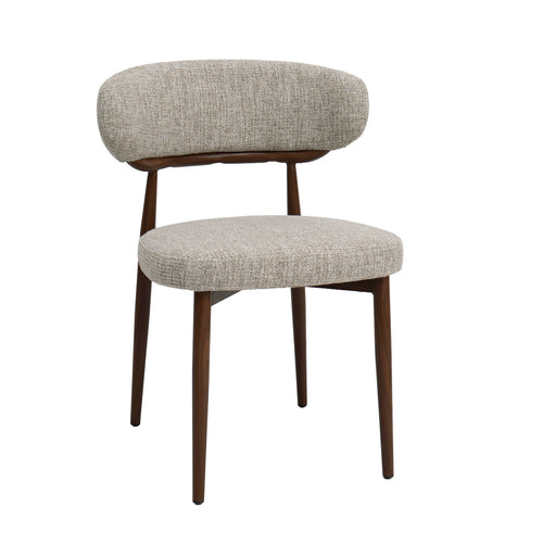 DÉJA Living Eetkamerstoel Milan - Beige/Walnoot Stof - Set van 2 - vtwonen shop