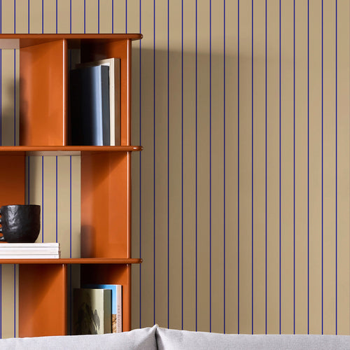MADE Vliesbehang - Kyria Neutral & Blue Stripe