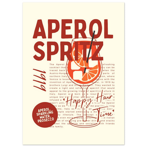 Artfulprints  Aperol Spritz - Happy hour   poster 50x70 cm - vtwonen shop