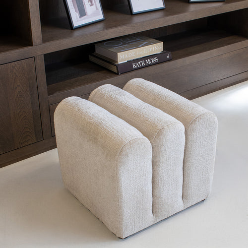 DÉJA Living Poef Lavia - Beige - Stof - 45x45x40cm