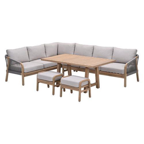 Santos lounge-diningset - 5-dlg.-links -acaciahout met white wash-sand