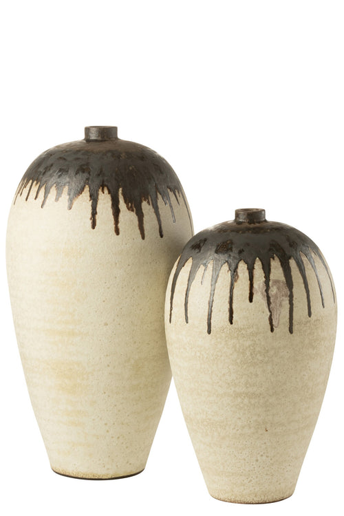J-Line vaas Lombok - keramiek - beige/bruin - large - 72 cm hoog