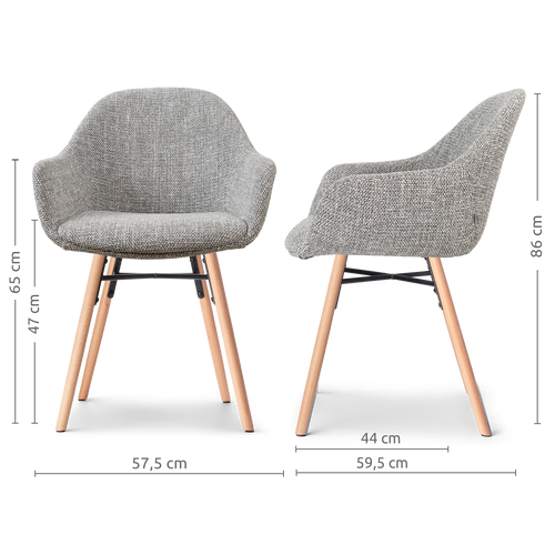 Nolon Nena-Mae eetkamerstoel grijs blend - houten onderstel