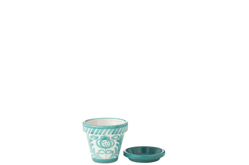 J-Line bloempot Granada Handmade + Painted - keramiek - aqua - extra small - Ø 17 cm