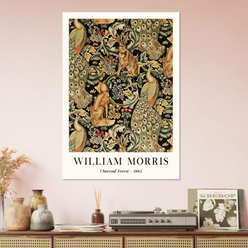 Artfulprints Poster met Lijst William Morris - Charcoal forrest   - A4 21x29.7 cm - Donkergroen