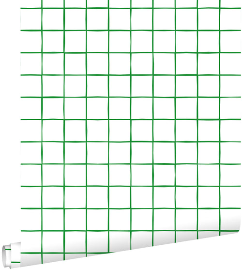 ESTAhome behang geblokt motief groen en wit - 50 x 900 cm - 131273 - vtwonen shop