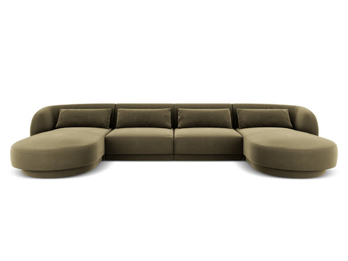 Cosmopolitan Design Panoramische bank Tulum 5-zits, flueel, groente - 156x330x70cm