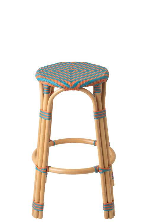 J-Line kruk Geo - polyresin/rotan - oranje/turquoise - 2 stuks