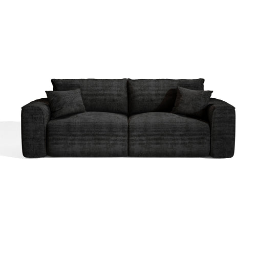 Premium Interiors - Snel uitklapbare slaapbank COMO - corduroy zwart 236cm
