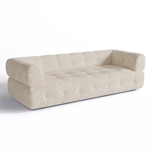 Sia Home - Rechte bank CHARLIE - Chenille fluweel - Crème - 230cm - vtwonen shop