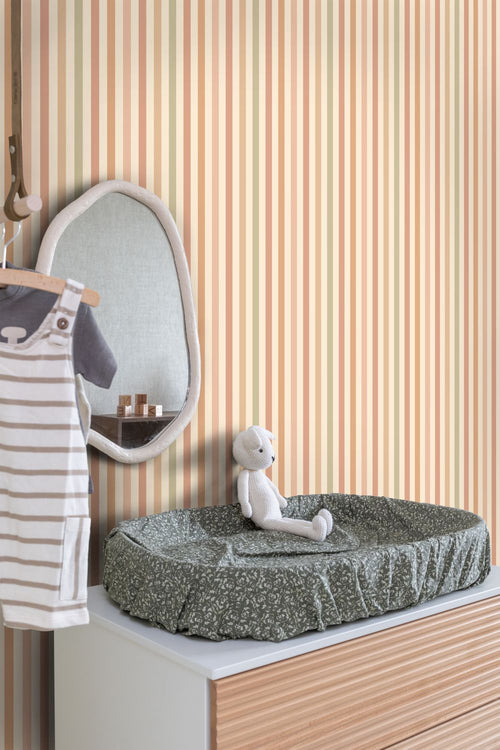 ESTAhome behang strepen roze en groen - 50 x 900 cm - 131606