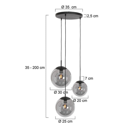Steinhauer hanglamp bollique - 3 lichts - 40  x 200   cm - zwart - vtwonen shop