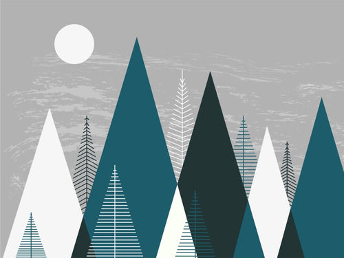 Sanders & Sanders fotobehang berglandschap grijs en blauw - 375 x 270 cm - 600986