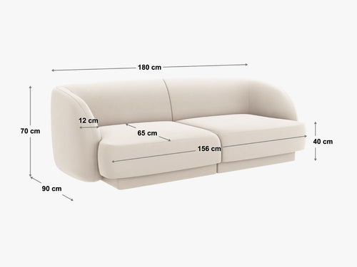 Micadoni - Bank "Miley" 2 zitplaatsen, structurele stof ivoor - 90x180x70cm