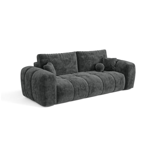 Premium Interiors - Slaapbank met opbergruimte SKY - gewaafd fluweel leisteengrijs 260cm