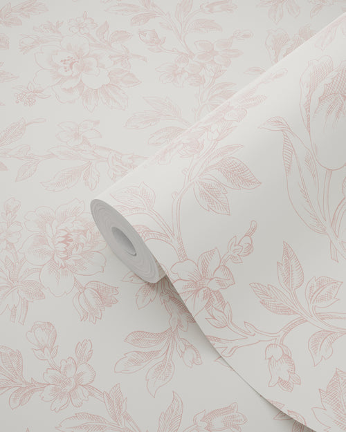 ESTAhome behang elegante bloemen zacht roze - 50 x 900 cm - 132102