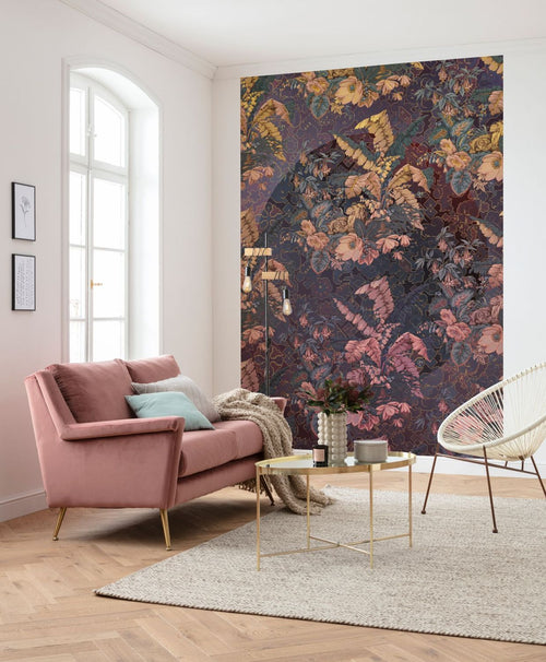 Sanders & Sanders fotobehang bladeren paars, roze en geel - 200 x 270 cm - 611832
