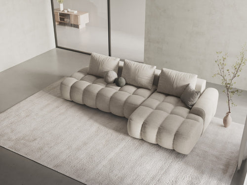 Cosmopolitan Design Converteerbare hoekbank rechts met opbergdoos Linz 3-zits, structurele stof beige - 142x275x84cm