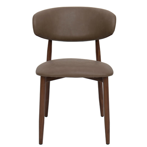 Giga Meubel Eetkamerstoel Alexia - Taupe/Walnoot - PU Leer - Set van 2 - vtwonen shop