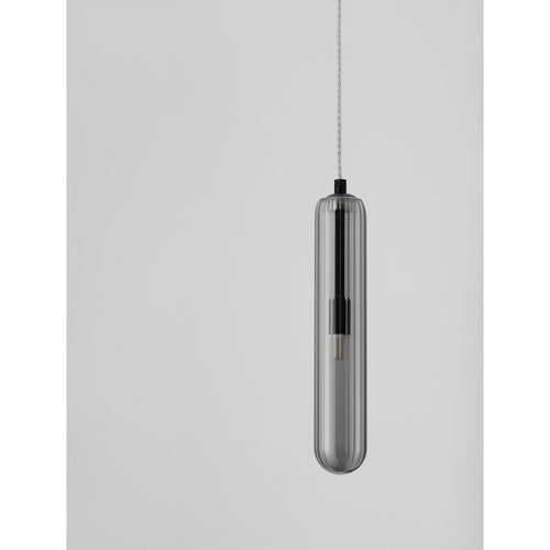 Nova Luce GUSTAVE Slanke hanglamp voor aan het plafond, rookgrijs, matzwart, LED G9 1x5W