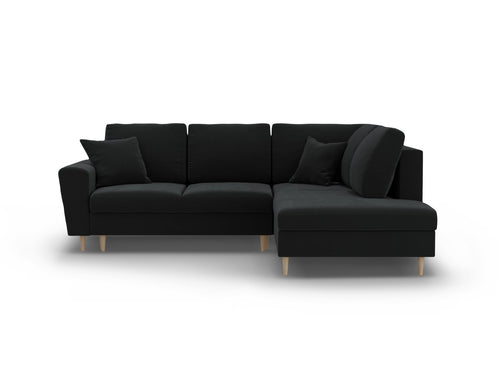 Cosmopolitan Design Converteerbare hoekbank rechts met opbergdoos Kyoto 5-zits, flueel zwart - 194x243x88cm