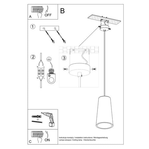 Sollux Lighting Keramische hanglamp GULCAN - 16x16x128cm