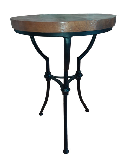 FurniLux Bijzettafel Waai - mangohout - zwart stalen onderstel - 43x43x64cm - vtwonen shop