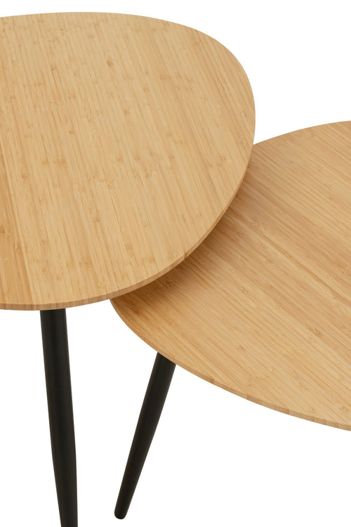 J-Line bijzettafel Palet - bamboe/metaal - naturel/zwart - set van 3